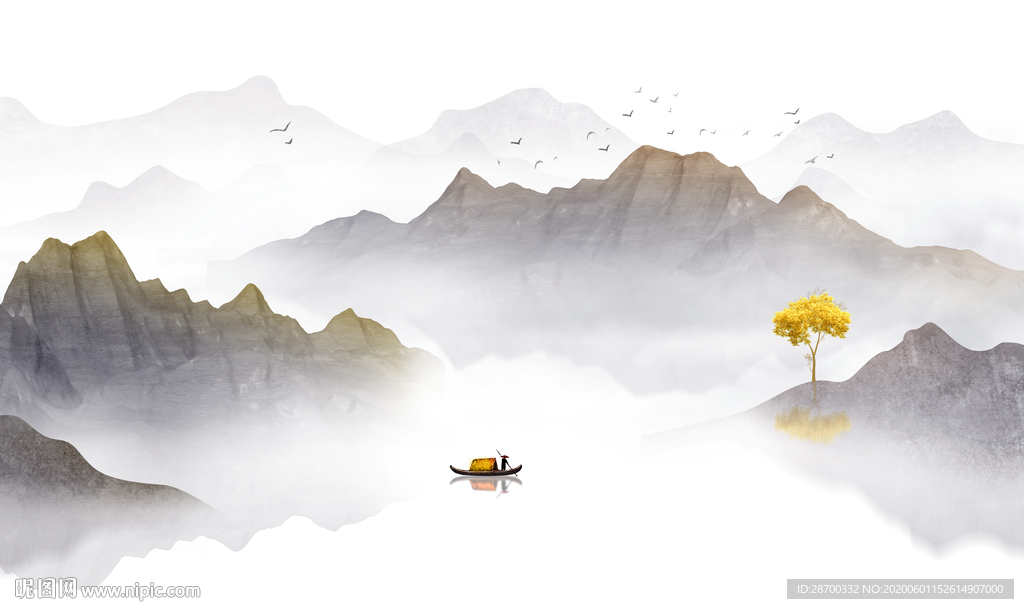 意境水墨山水画