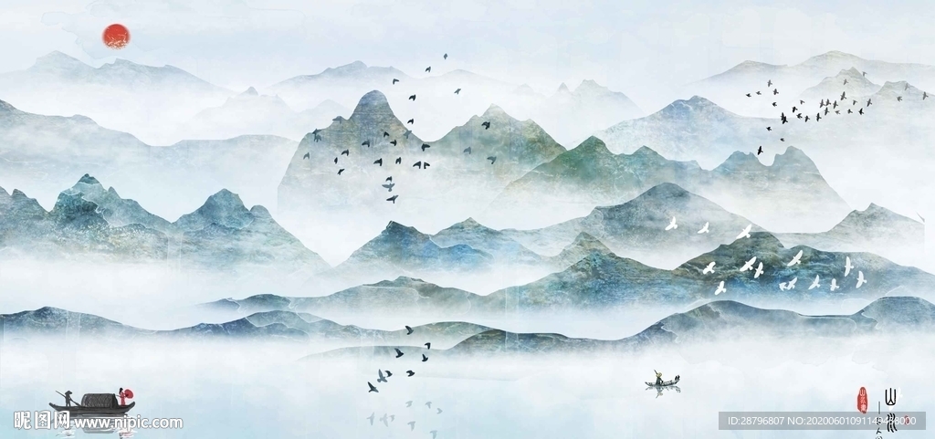 水墨画山水装饰画