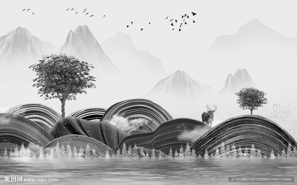 大气 背景墙装饰画 TIF分层