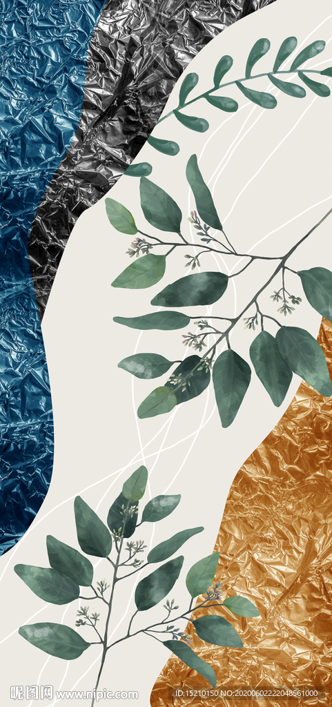 热带叶子玄关背景墙