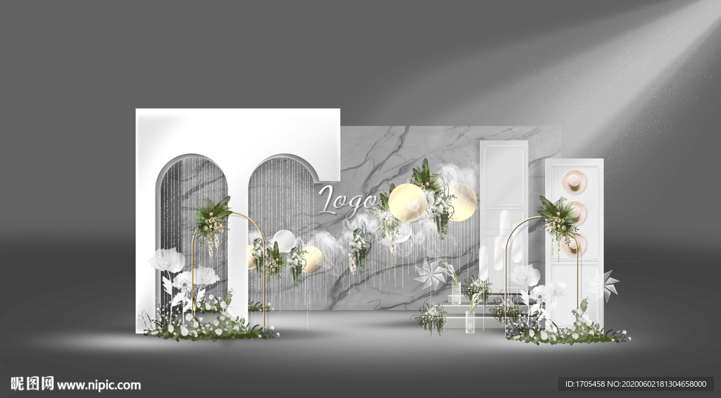 白绿小清新婚礼背景