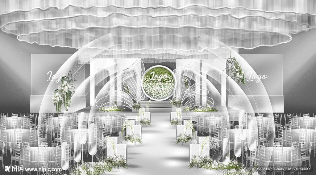 白绿色婚礼背景