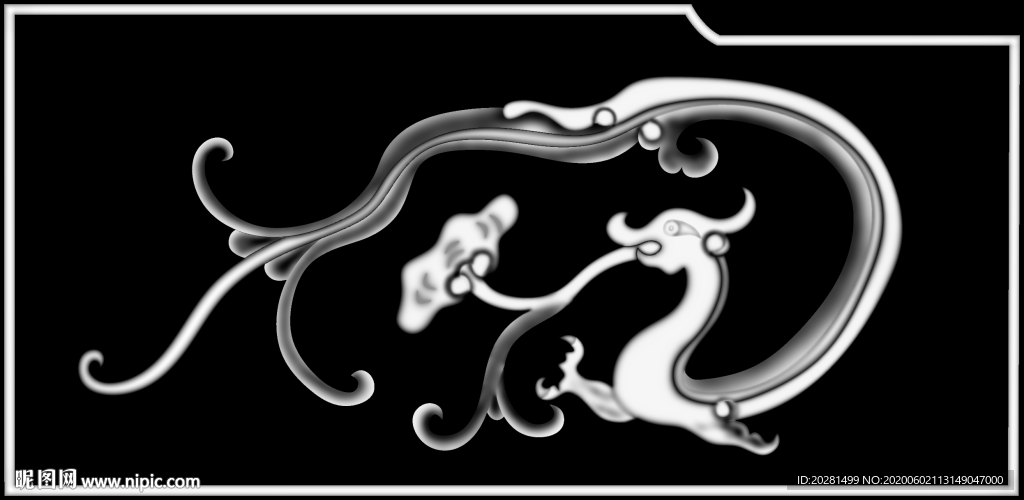 龙 龙灰度图 双龙戏珠 书柜门