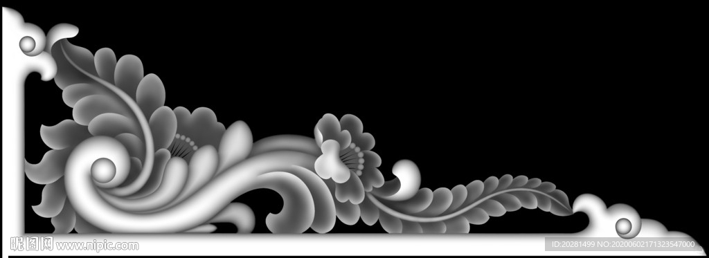 家具脚花 灰度图