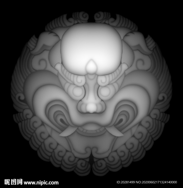 龙王腰带扣灰度图