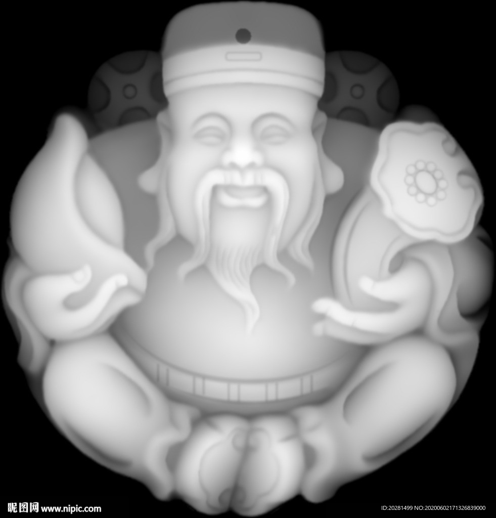 财神腰带扣灰度图