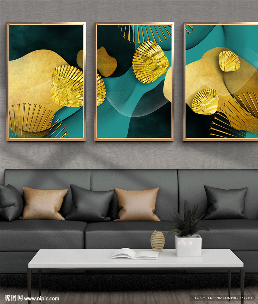 轻奢抽象简约贝壳创意装饰画
