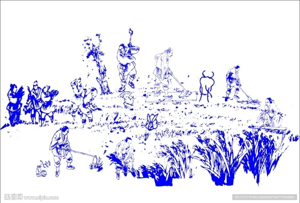 古代人田地劳作