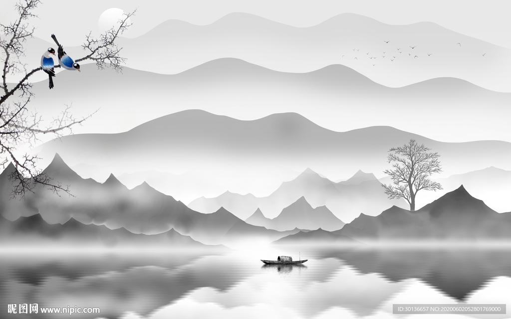 新品山水画风景画 TIF分层