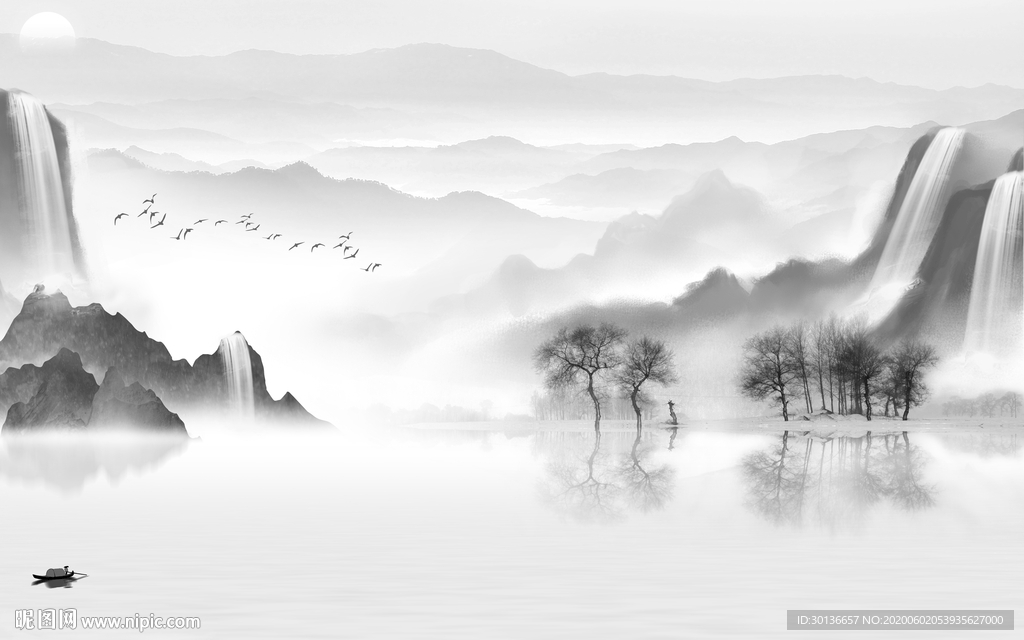 高清 山水画背景 TIF分层