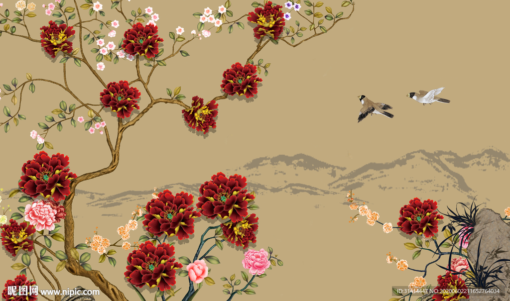 花鸟工笔画背景