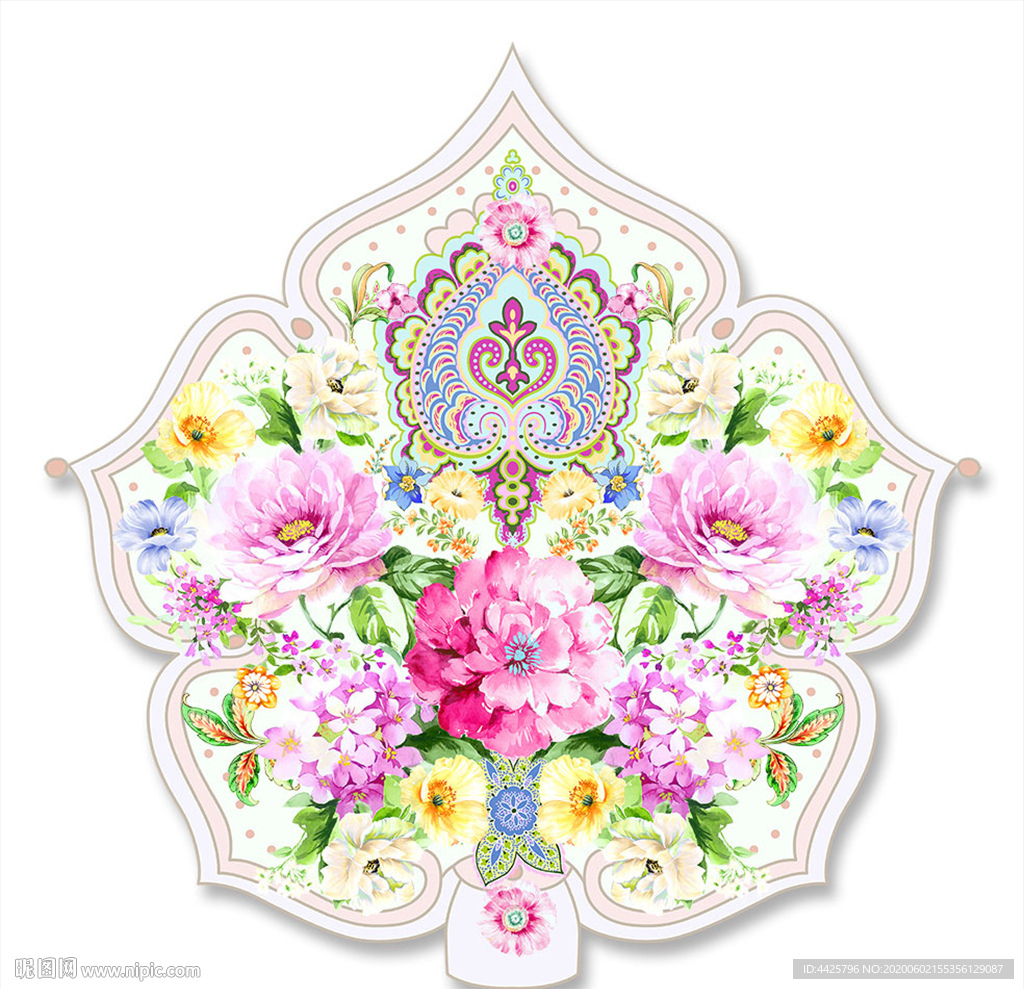 高清手绘花卉墙纸印花图片