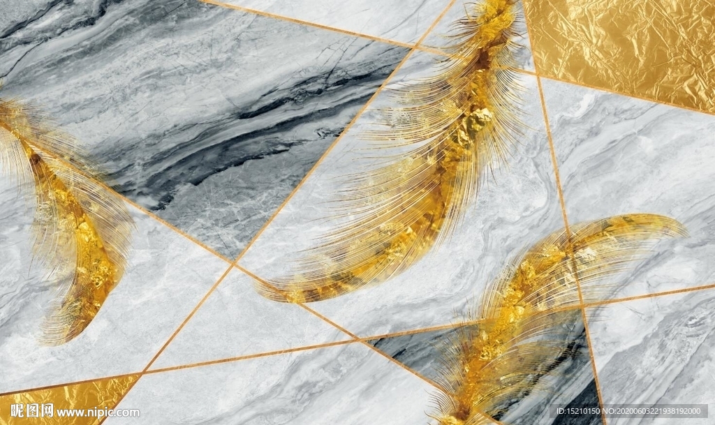 大理石羽毛电视背景墙