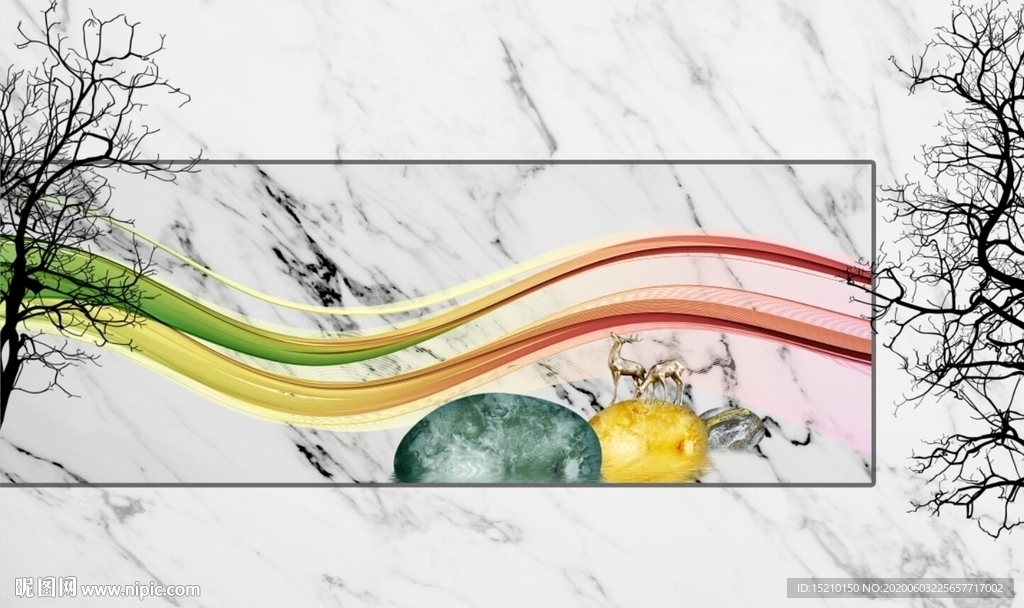 大理石树枝电视背景墙