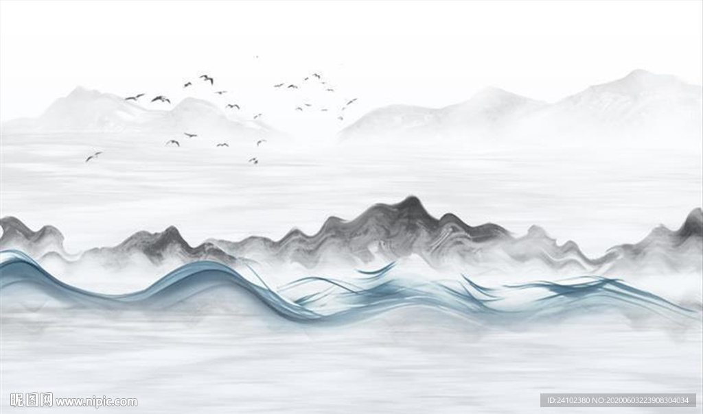 简约意境山水水墨画
