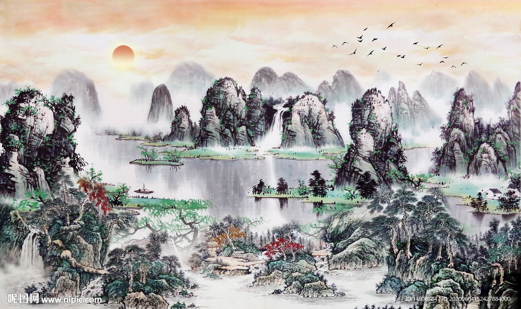 水墨山水背景墙