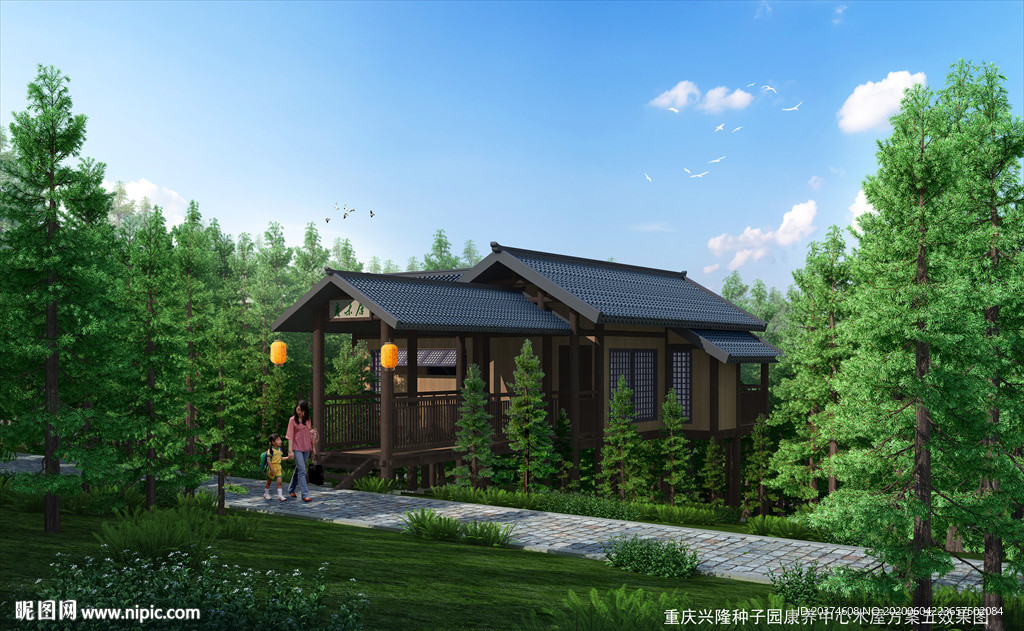 林中别墅 山上别墅 古建亭子