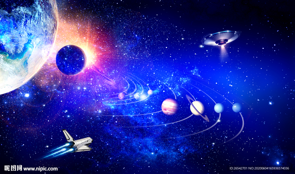 宇宙星空星球银河3D立体墙画