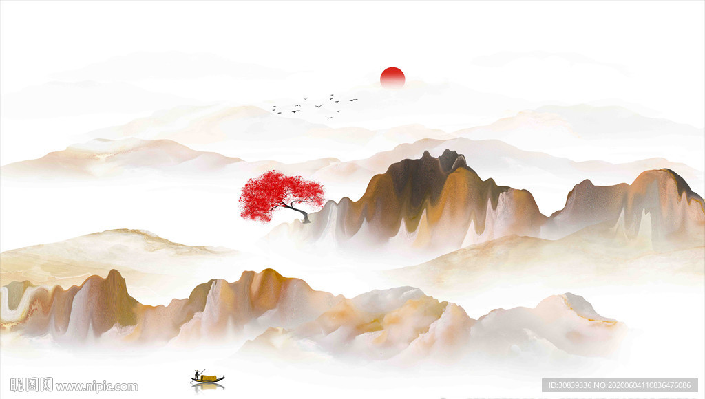 大理石山水画