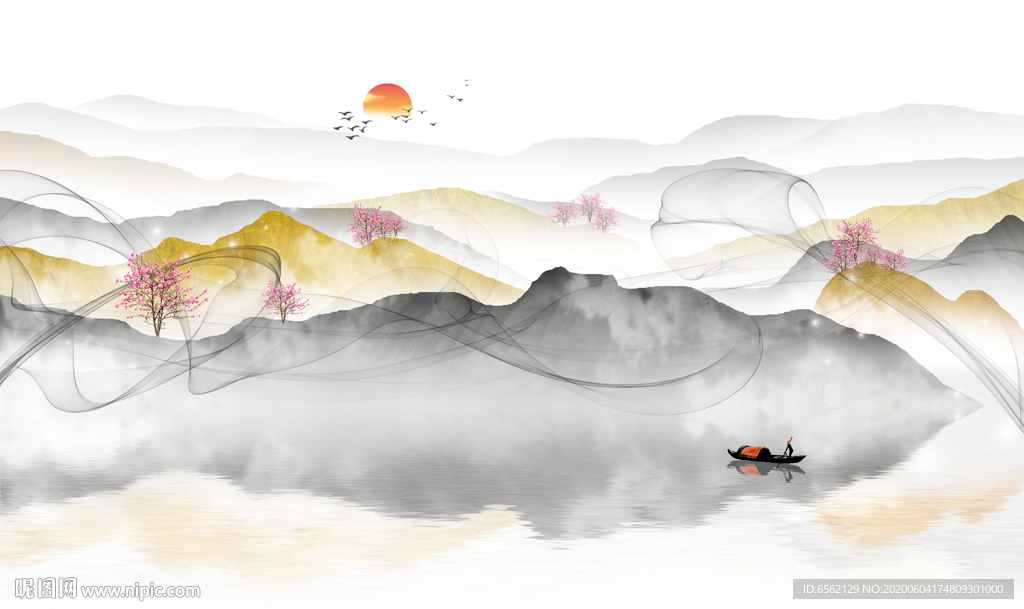 新中式山水背景墙