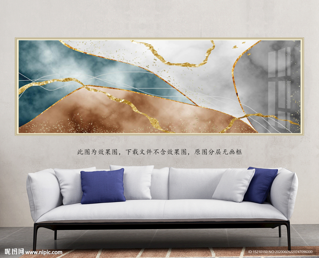 金色线条抽象客厅装饰画
