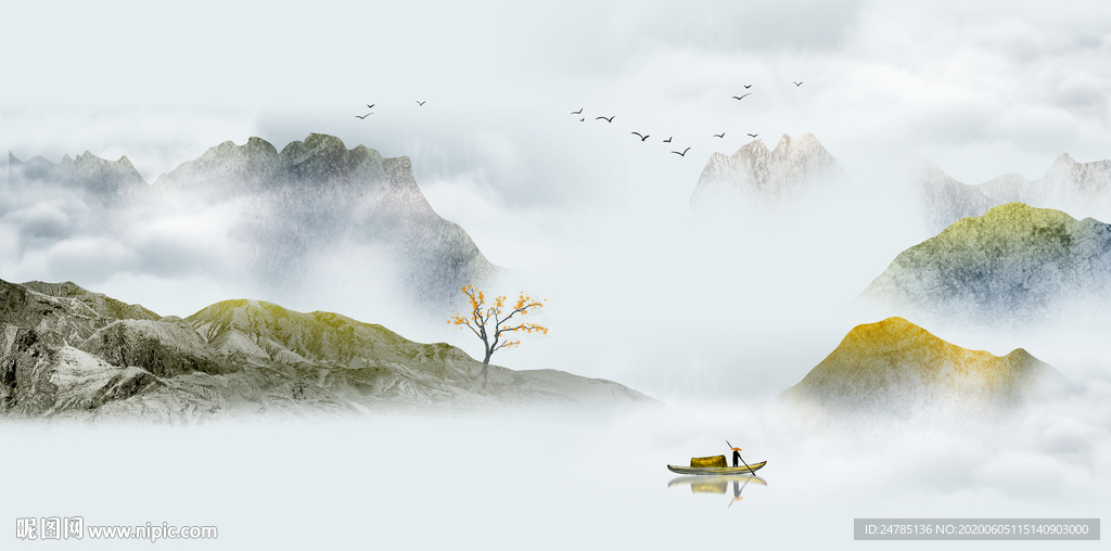 意境水墨山水画