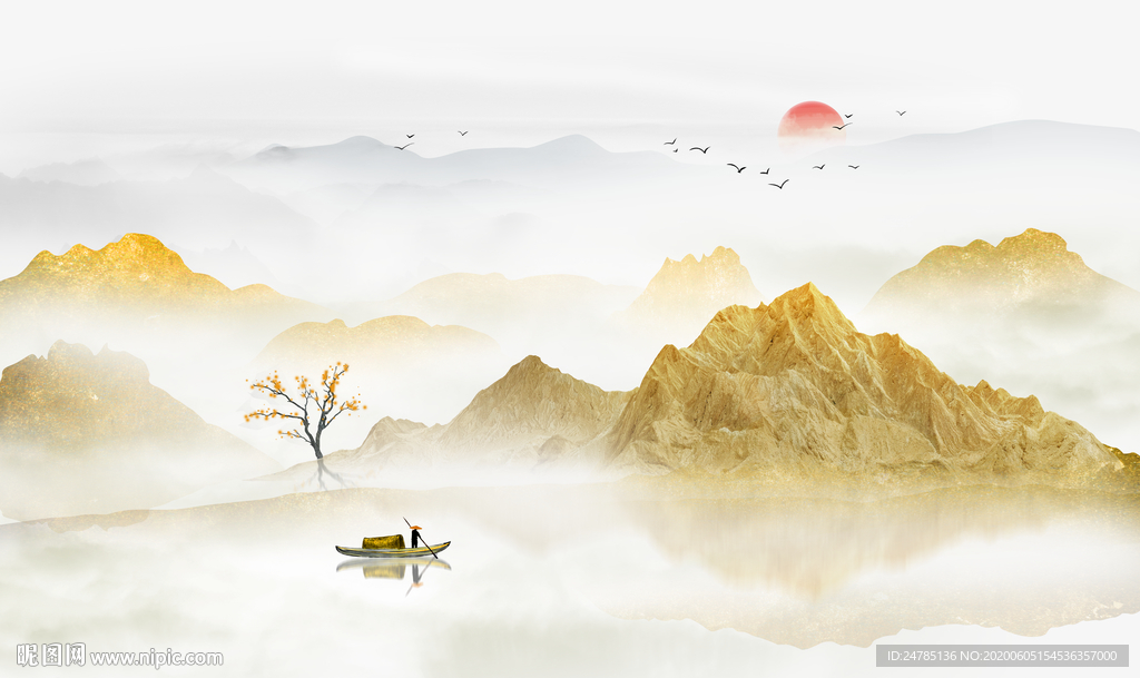 意境水墨山水画