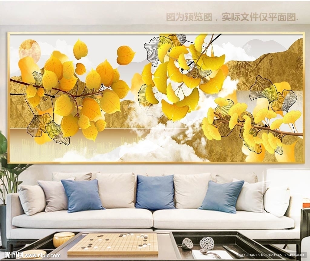 金色银杏叶装饰画