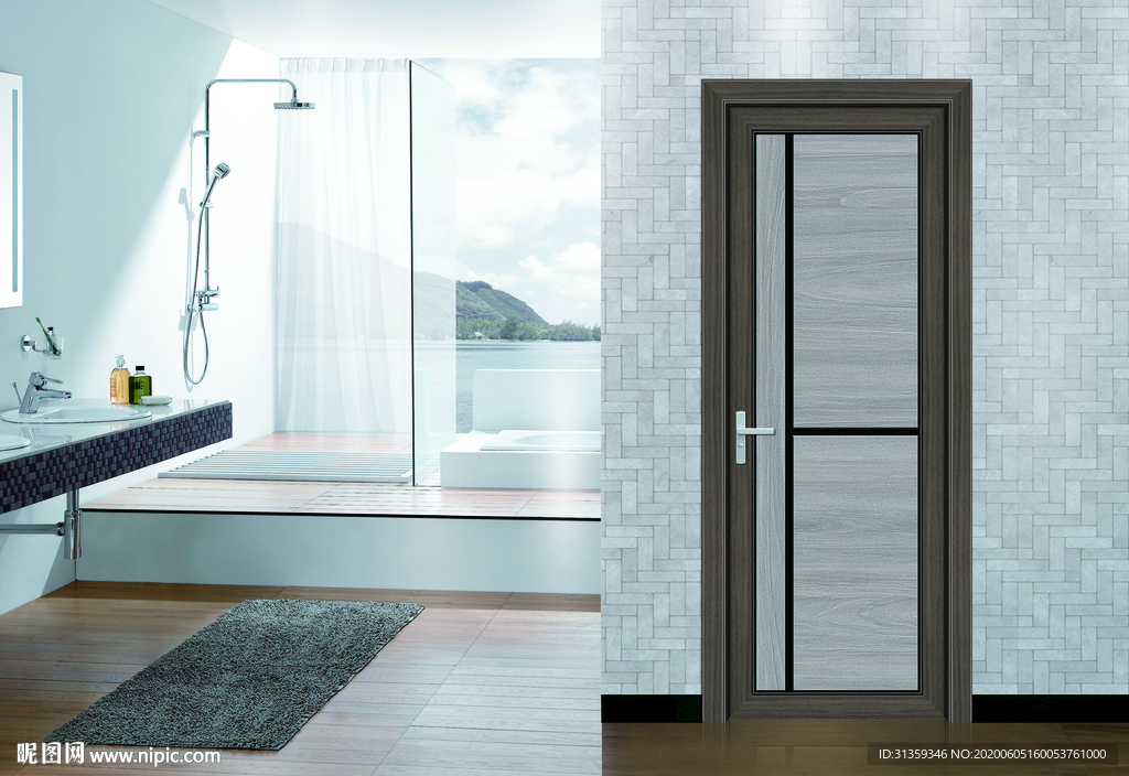 铝木卫浴生态门高清效果图背景