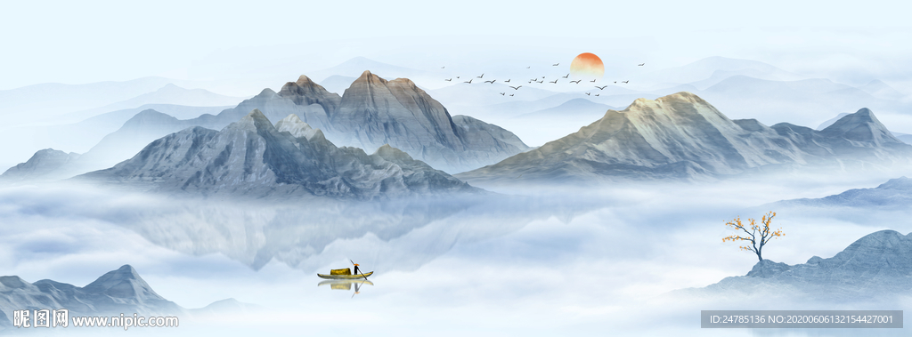 巨幅水墨山水画