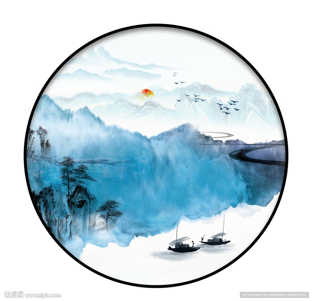 新中式水墨山水画