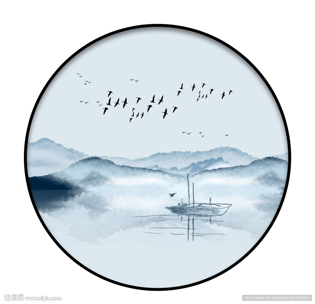 新中式水墨山水画