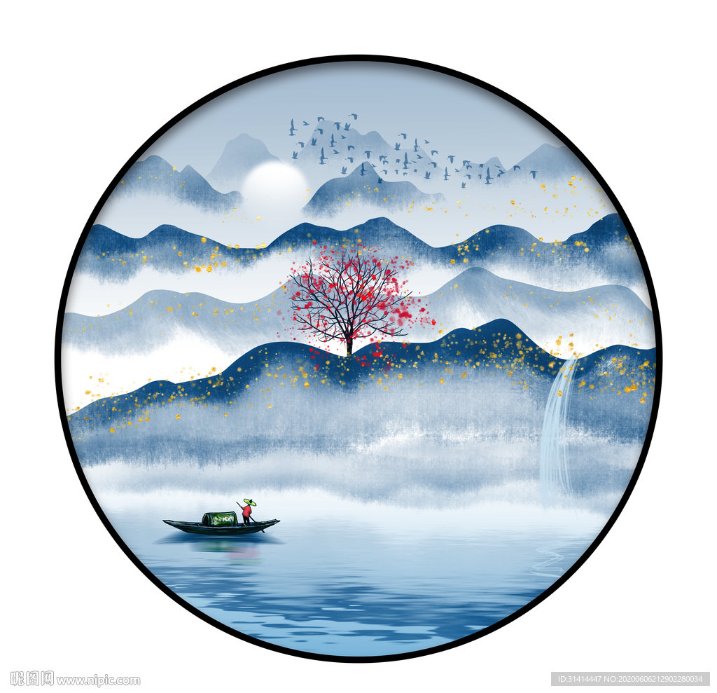 新中式水墨山水画