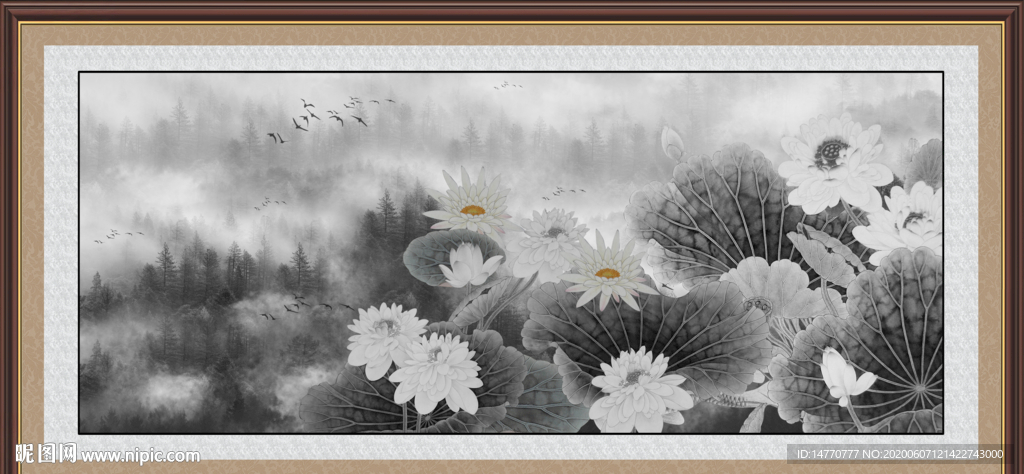 荷花国画
