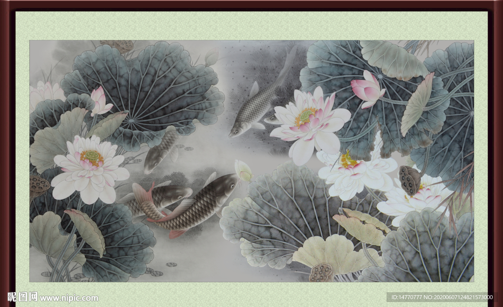 荷花国画
