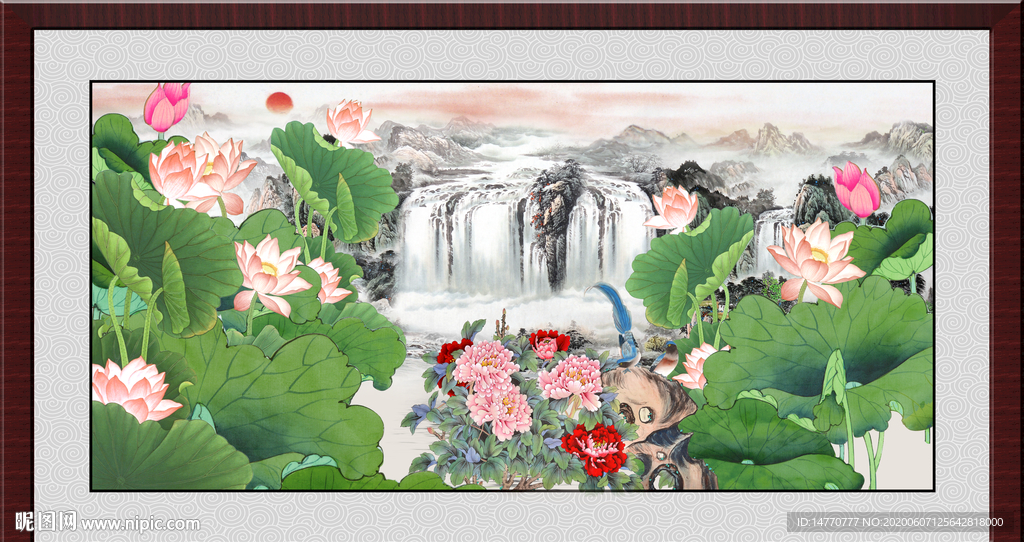 荷花国画