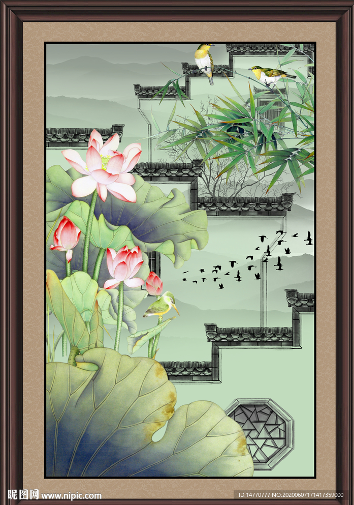 荷花国画