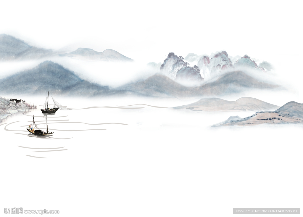 新中式 抽象山水 飞鸟山水