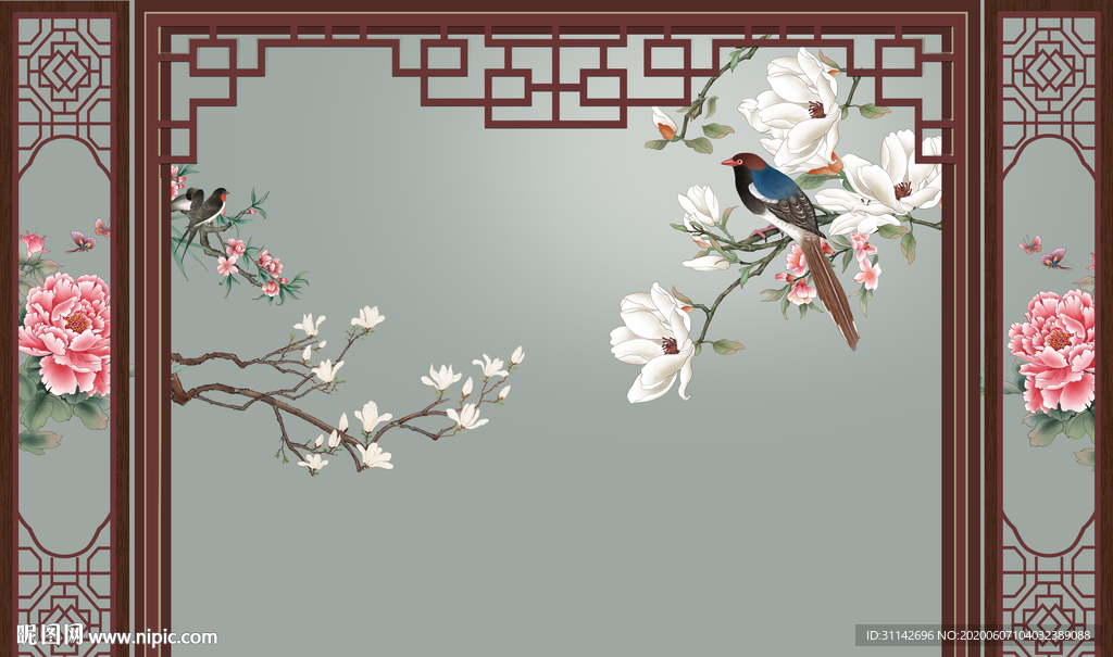 大型花鸟壁画图片
