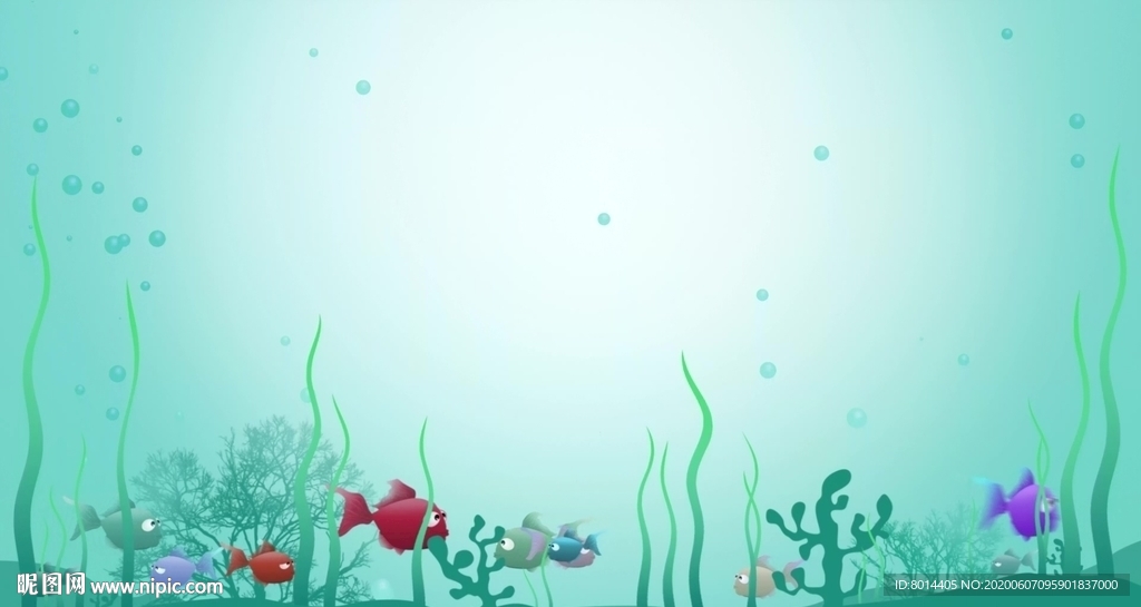 卡通鱼在水里游