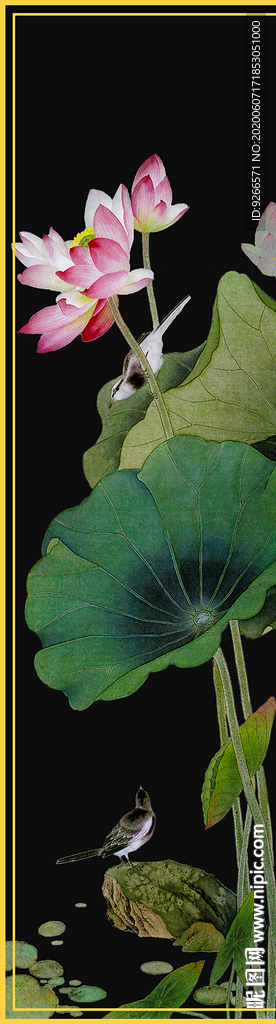 中式花鸟民俗古风屏风玄关装饰画