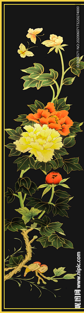 中式花鸟民俗古风屏风玄关装饰画