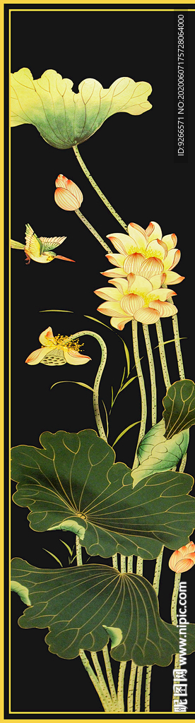 中式花鸟民俗古风屏风玄关装饰画