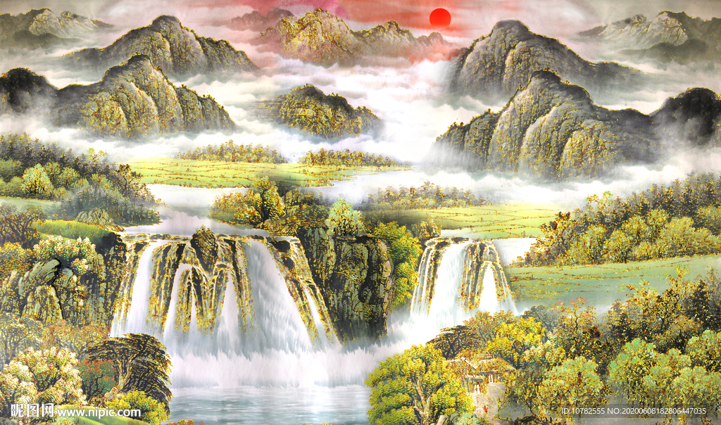 流水生财背景墙