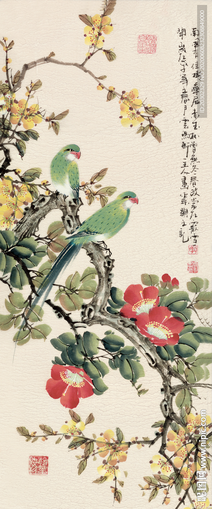 古代字画花鸟图