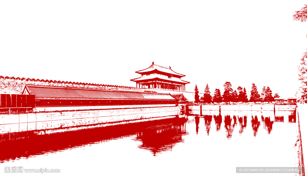 古建筑水墨剪影