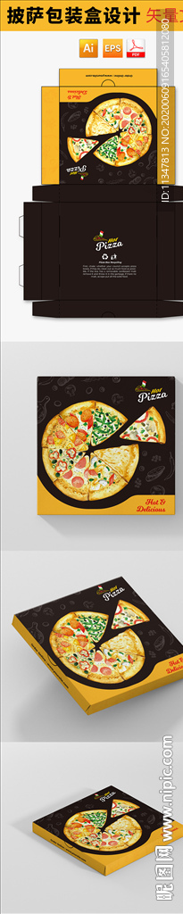 披萨包装盒设计模板素材