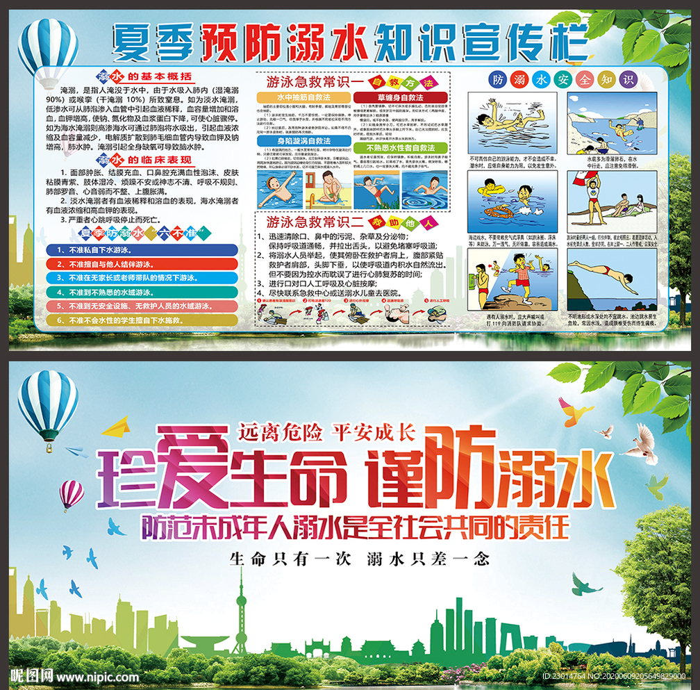 防溺水安全 教育知识 中小展板