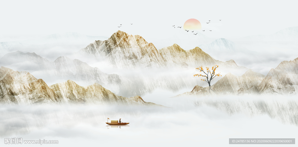 意境水墨山水画