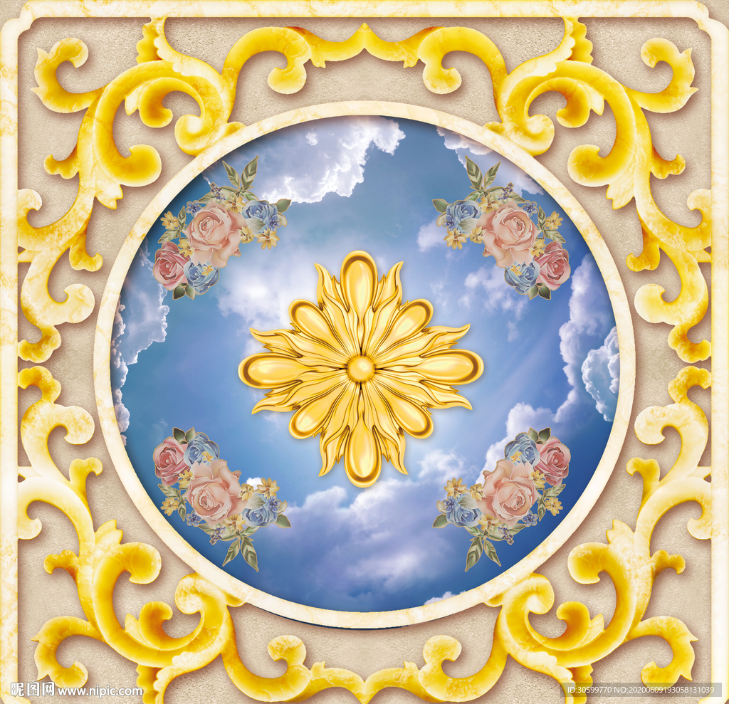 天空高清天花吊顶壁画